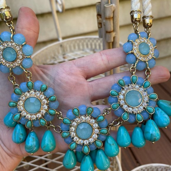 Banana Republic Turquoise Rhinestone Rope Corded Necklace, Coastal Sail - Picture 12 of 12
